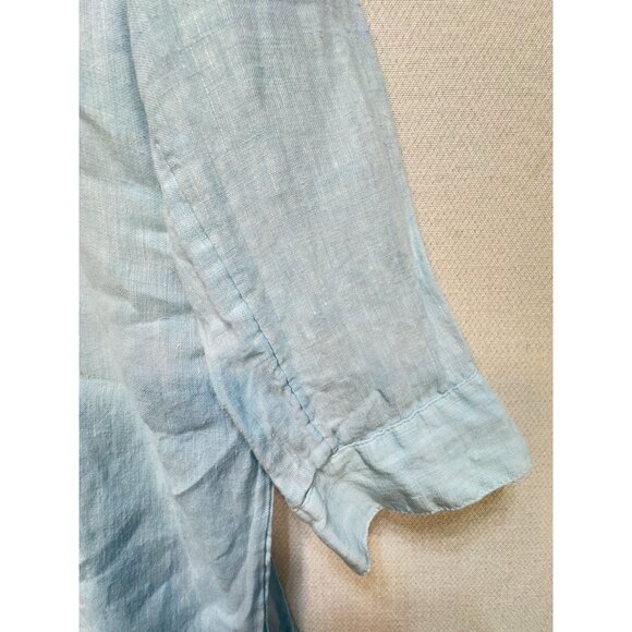 J.Jill Love Linen Shirt Dress Womens M Blue Button-Down Tunic Long Sleeve Casual - Picture 4 of 11
